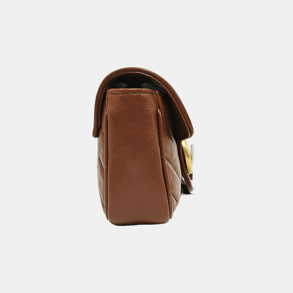 GG Marmont Mini Quilted Calfskin Brown