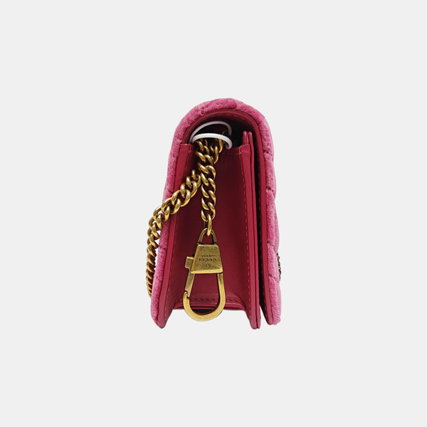 GG Marmont Super Mini Quilted Velvet Pink
