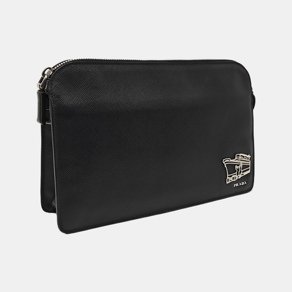 Saffiano Calfskin Clutch Black