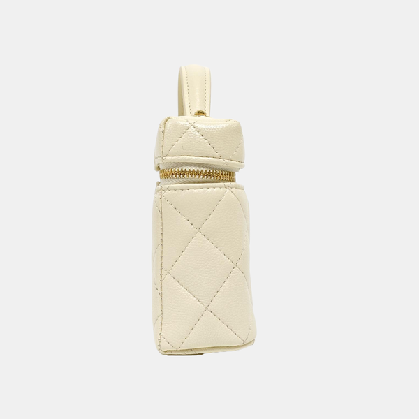 Quilted Grained Calfskin Shoulder Bag Yellow