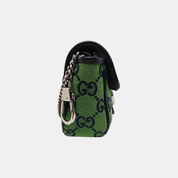 GG Marmont Mini Quilted Canvas Green
