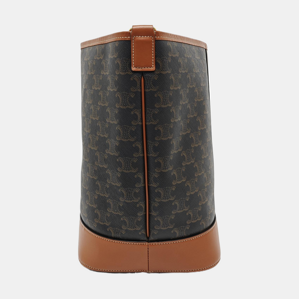 Authenticated pre-owned TRIOMPHE CANVAS Medium Coated Canvas Brown - Bucket Bag at Looply