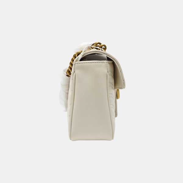 GG Marmont Medium Quilted Calfskin White