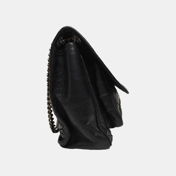 NIKI Medium Chevron Calfskin Black