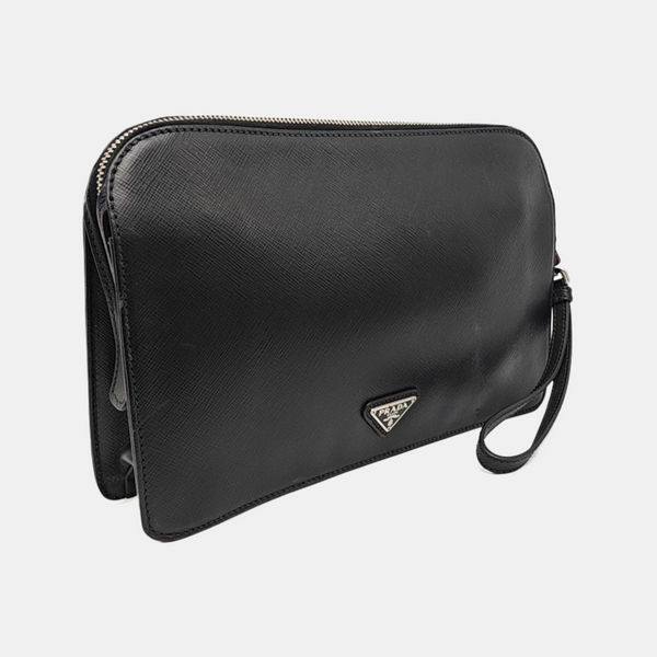 Saffiano Calfskin Clutch Black