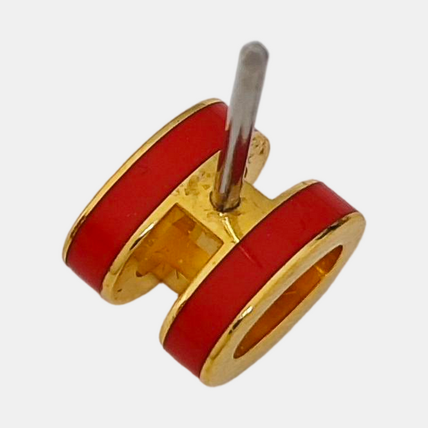Pop H Metal Orange Stud Earrings