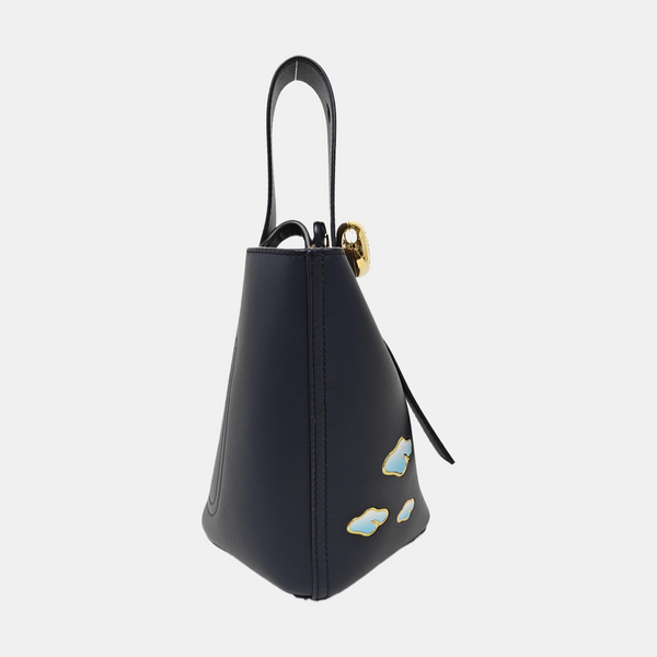 Pebble Bucket Mini Calfskin Blue