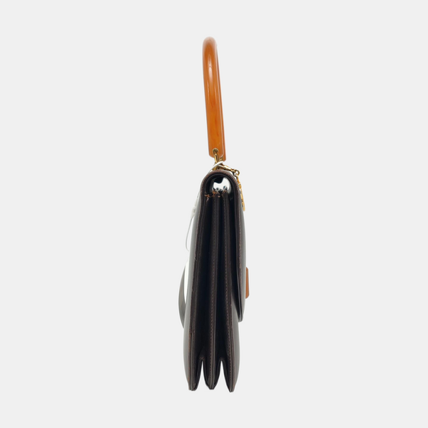 Calfskin Top Handle Bag Brown
