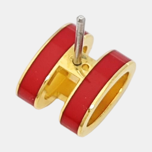 Pop H Metal Gold Stud Earrings
