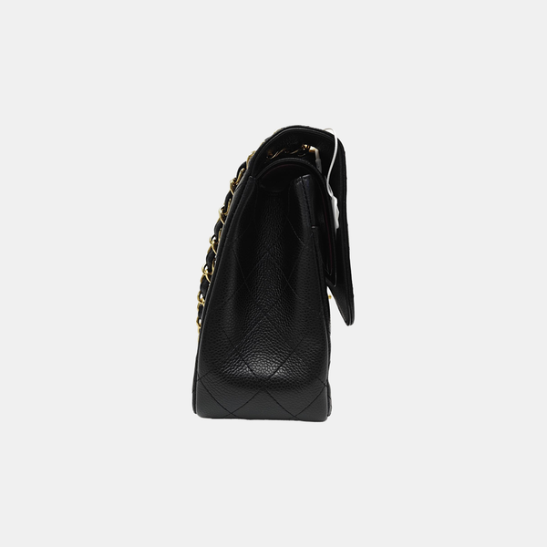CLASSIC FLAP Jumbo Quilted Grained Calfskin Black