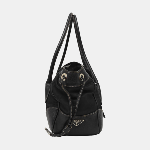 Nylon Top Handle Bag Black
