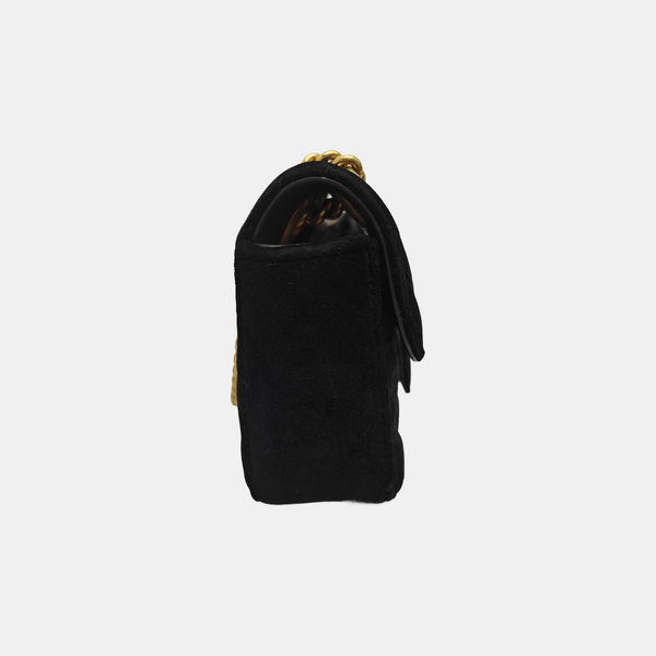 GG Marmont Small Quilted Velvet Black