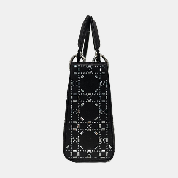 Authenticated pre-owned Lady Dior Mini Cannage Silk Satin Black - Tote Bag at Looply