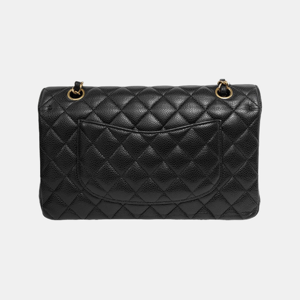 CLASSIC FLAP Medium Quilted Grained Calfskin Black
