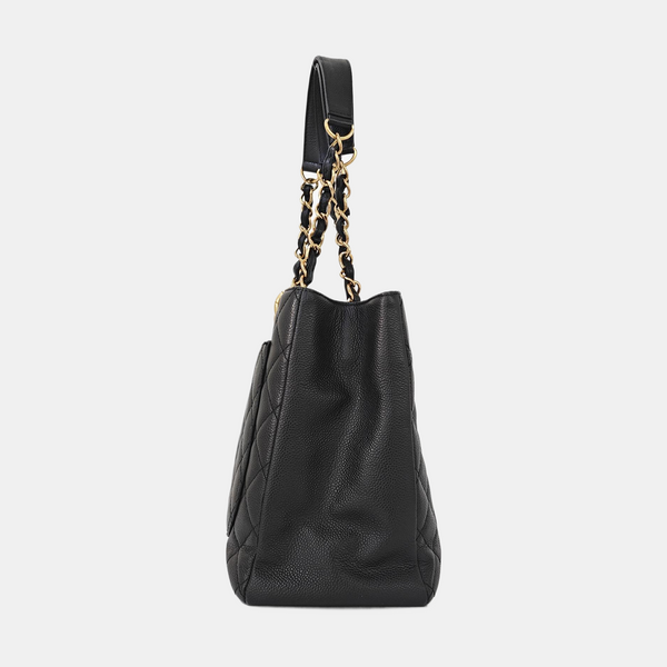 CHANEL GST Large Quilted Grained Calfskin Black