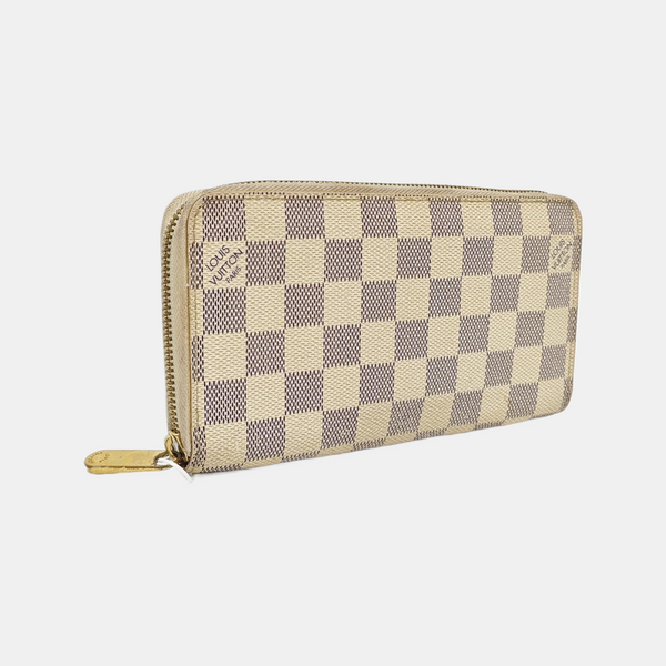 ZIPPY Damier Azur Coated Canvas White Wallet