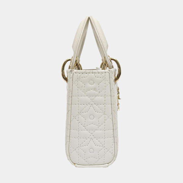 Lady Dior Super Mini Quilted Lambskin White