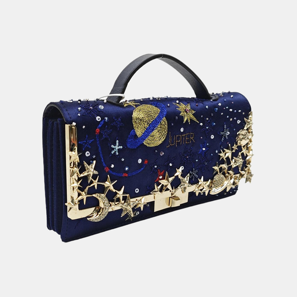 Silk Satin Top Handle Bag Blue