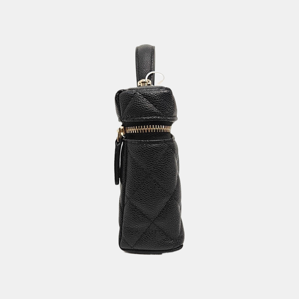 Quilted Grained Calfskin Shoulder Bag Black