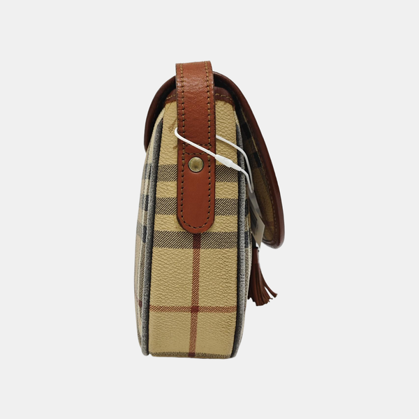 Coated Canvas Crossbody Bag Beige