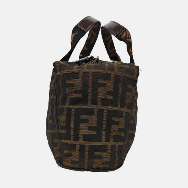 Fabric Top Handle Bag Brown