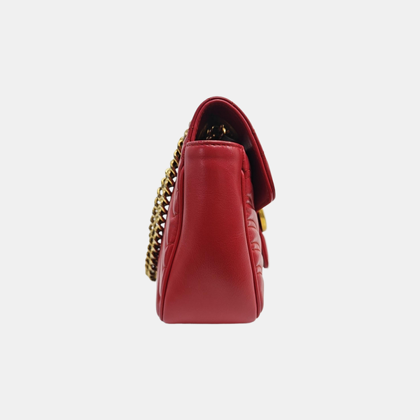 GG Marmont Medium Quilted Calfskin Red