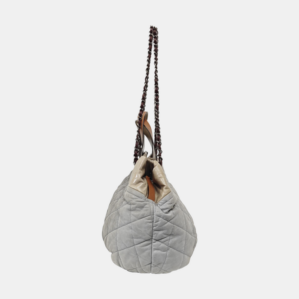THE MIX Large Quilted Calfskin Gray