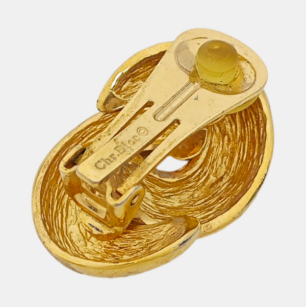 Twist Round Metal Gold Clip On Earrings