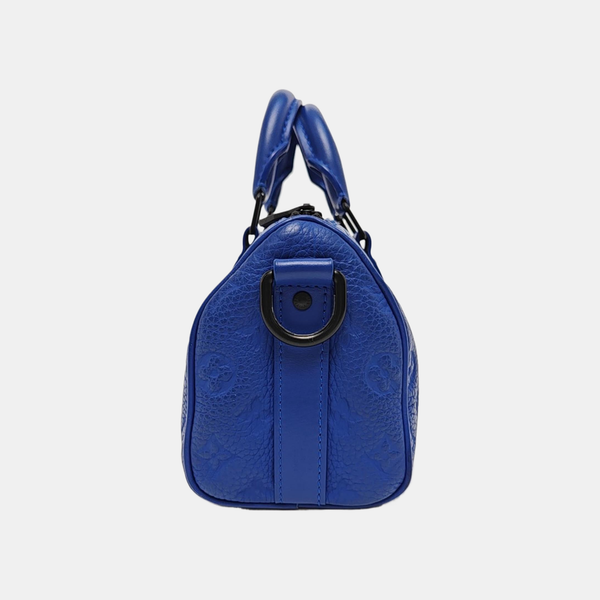 KEEPALL Monogram Calfskin Blue