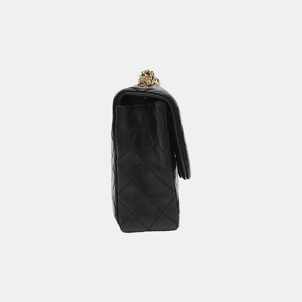 Quilted Lambskin Top Handle Bag Black