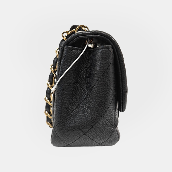 CLASSIC FLAP Mini Quilted Grained Calfskin Black
