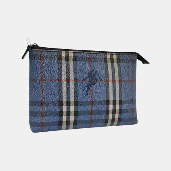 Coated Canvas Clutch Blue
