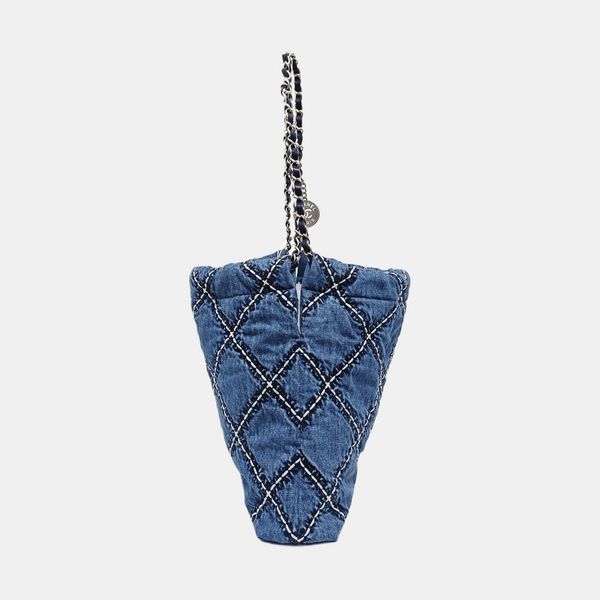 CHANEL 22 Small Quilted Denim Blue