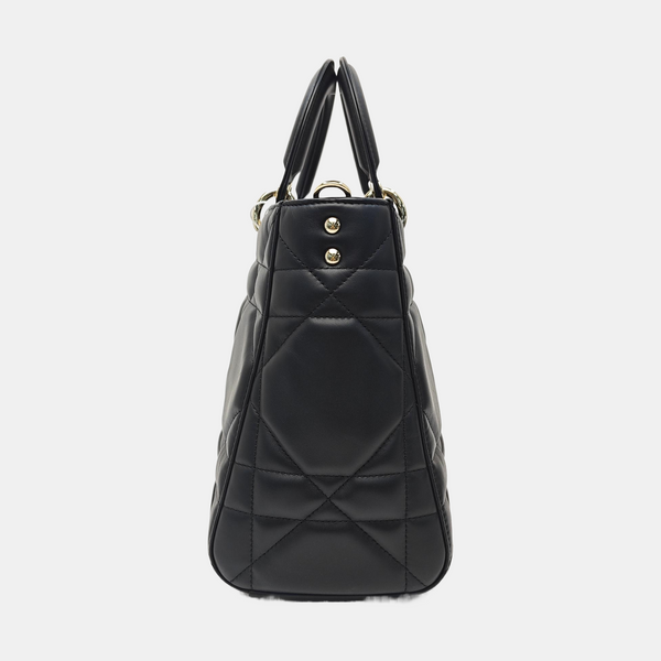 Lady D-Sire Medium Cannage Calfskin Black