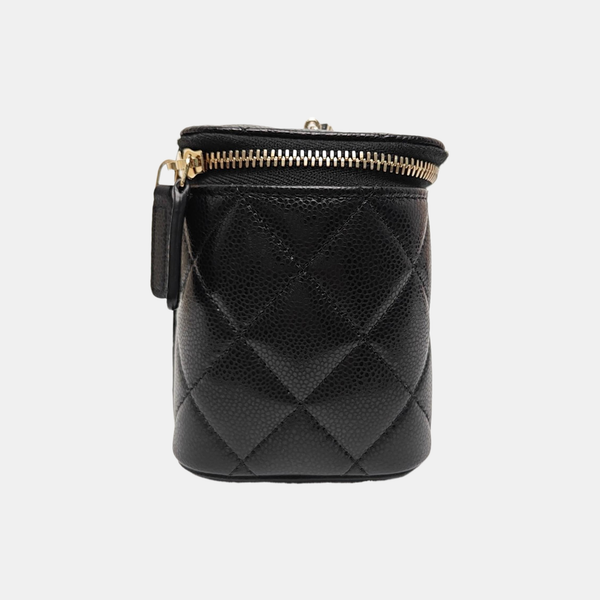 VANITY CASE Small Quilted Grained Calfskin Black