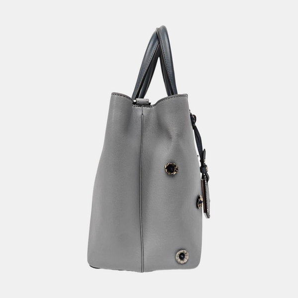 Leather Tote Bag Blue