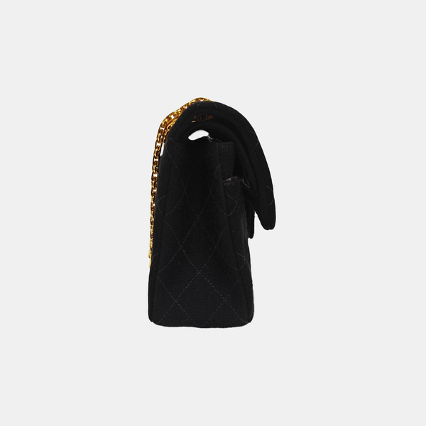 Quilted Fabric Shoulder Bag Black