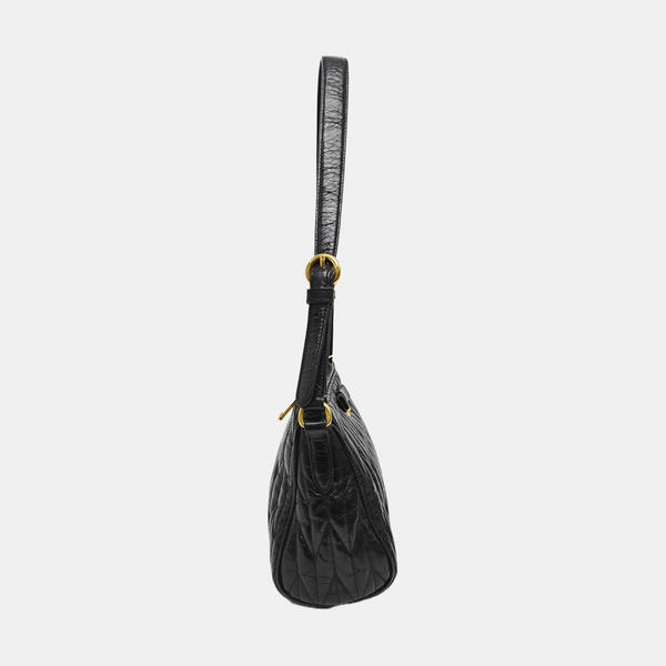 Quilted Lambskin Top Handle Bag Black