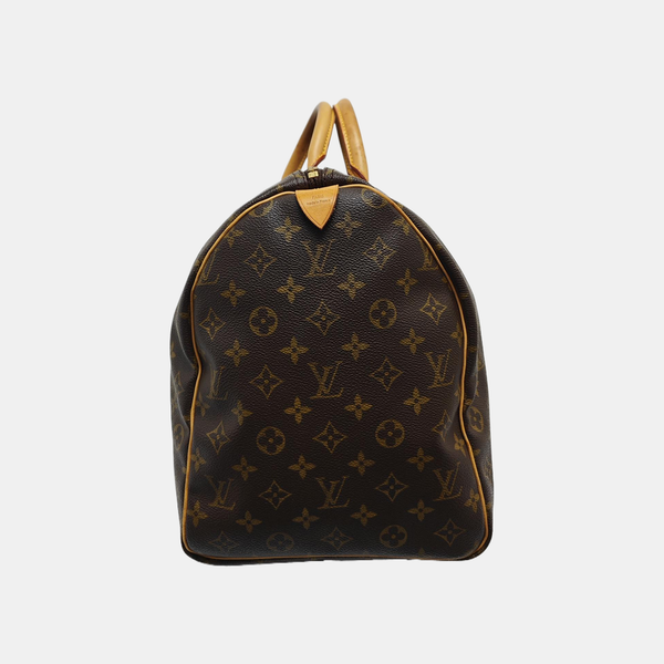KEEPALL 50 Monogram Coated Canvas Brown