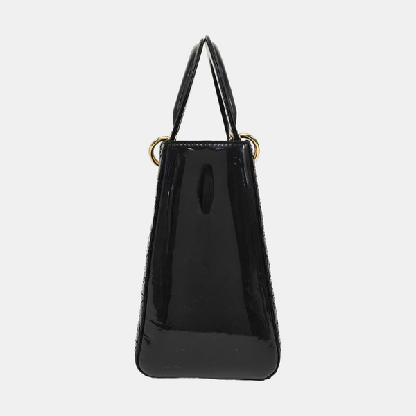 Lady Dior Medium Cannage Patent Leather Black