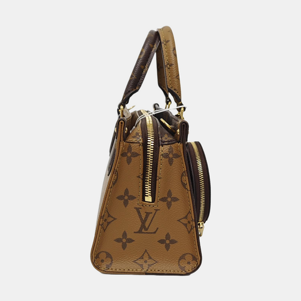 ONTHEGO EAST WEST PM Monogram Coated Canvas Brown