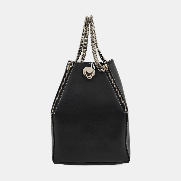 Calfskin Top Handle Bag Black