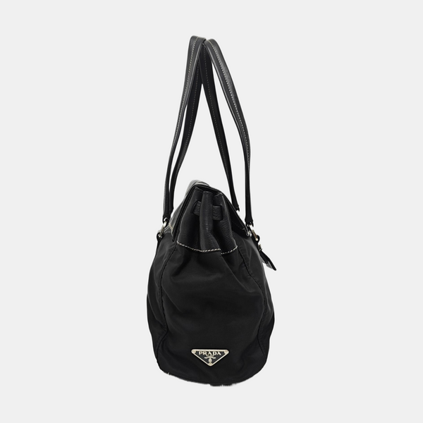 Nylon Top Handle Bag Black