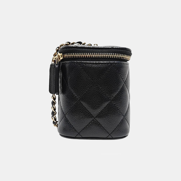 VANITY CASE Small Quilted Grained Calfskin Black