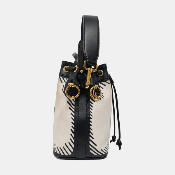 Authenticated pre-owned Mon Tresor Mini Fabric White - Bucket Bag at Looply