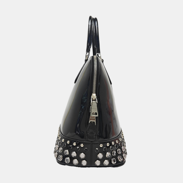 Patent Leather Top Handle Bag Black
