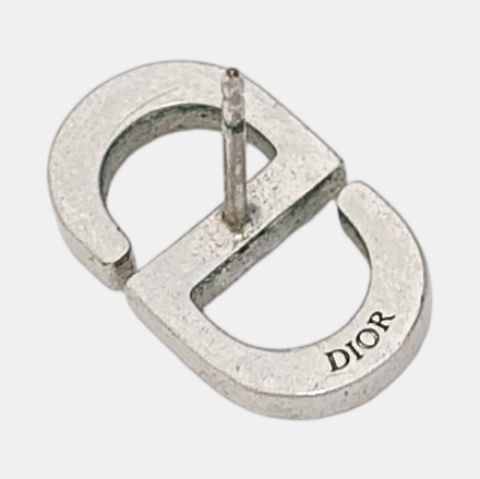 Petit CD Metal Silver Stud Earrings