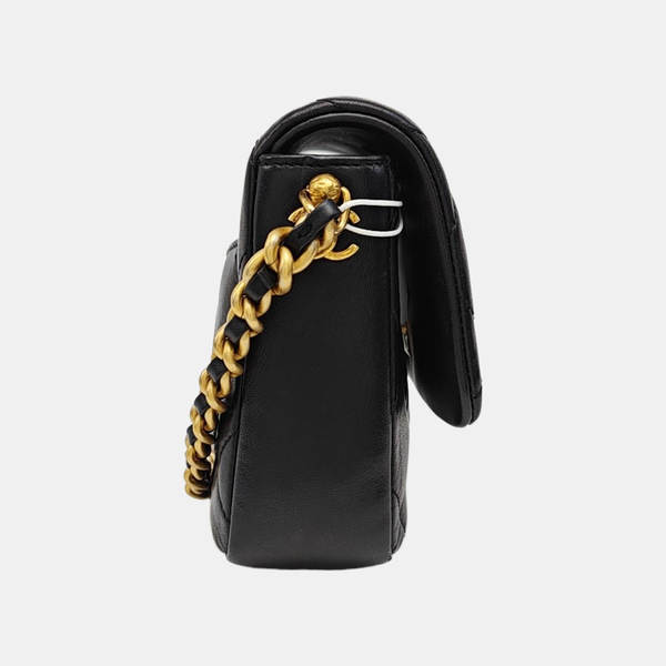 Quilted Lambskin Shoulder Bag Black