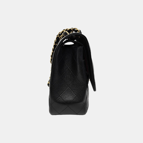CLASSIC FLAP Jumbo Quilted Grained Calfskin Black