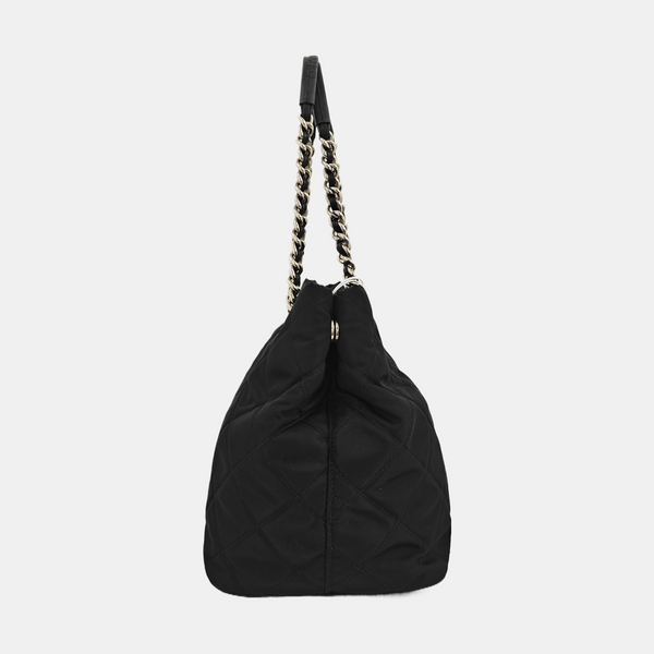 Quilted Nylon Tote Bag Black
